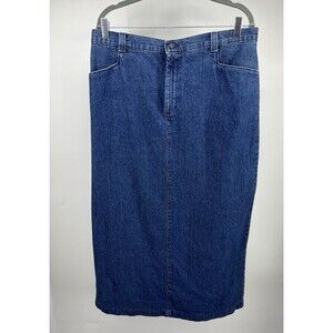 Vintage Lee Denim Jean Midi Skirt Size 18 Pockets Cotton Y2k 90s Modest Blue